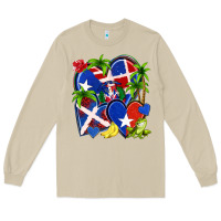 Mushroom puerto rico with dominican republic hearts Long Sleeve Tee - NancyCooperArtShop