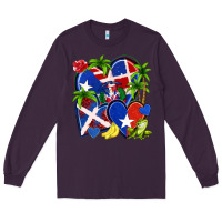 Plum puerto rico with dominican republic hearts Long Sleeve Tee - NancyCooperArtShop