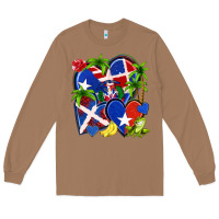 Toasted Coconut puerto rico with dominican republic hearts Long Sleeve Tee - NancyCooperArtShop