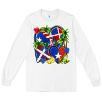White puerto rico with dominican republic hearts Long Sleeve Tee - NancyCooperArtShop