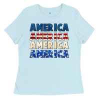 Baby Blue America 4th of July Ladies Tee - CowGirlArtShop
