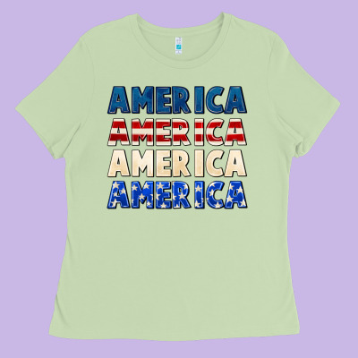 America 4th Of July Ladies Tee Designed By Cowgirlartshop