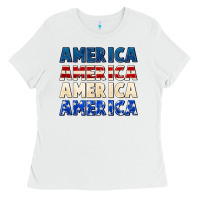 White America 4th of July Ladies Tee - CowGirlArtShop