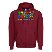 Burgundy autism accept understand love Zipper Hoodie - Artiststas