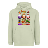 Matcha Happy Hallothanksmas wine glasses and gnomes Heavyweight Hoodie - texasbilliewilder
