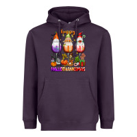 Plum Happy Hallothanksmas wine glasses and gnomes Heavyweight Hoodie - texasbilliewilder