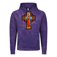 Cloud Purple lady of guadalupe leopard cross Vintage Hoodie - BarkalooDesign