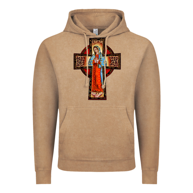 Lady Of Guadalupe Leopard Cross Vintage Hoodie by BarkalooDesign | Teevron