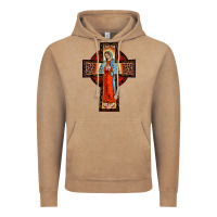 Vintage Coffee lady of guadalupe leopard cross Vintage Hoodie - BarkalooDesign