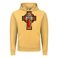 Vintage Mustard lady of guadalupe leopard cross Vintage Hoodie - BarkalooDesign