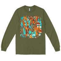 Army Green serape with leopard pattern Long Sleeve Tee - NancyCooperArtShop