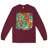 Burgundy serape with leopard pattern Long Sleeve Tee - NancyCooperArtShop