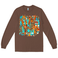 Chestnut serape with leopard pattern Long Sleeve Tee - NancyCooperArtShop
