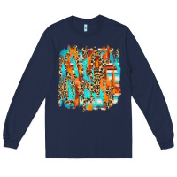 Navy serape with leopard pattern Long Sleeve Tee - NancyCooperArtShop
