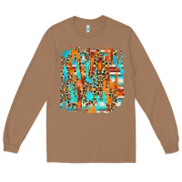 Toasted Coconut serape with leopard pattern Long Sleeve Tee - NancyCooperArtShop
