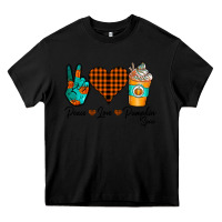 Black Peace Love Pumpkin Spice Heavy Core Tee - CowhideDigitalArt