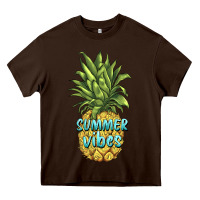 Chocolate Brown summer vibes pineapple Heavy Core Tee - BarkalooDesign