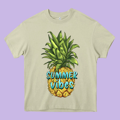 Summer Vibes Pineapple Heavy Core Tee Designed By Barkaloodesign