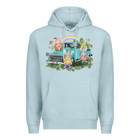 Blue Mist Easter gnomies with truck Easter Day Premium Hoodie - HowdyJamesFarm