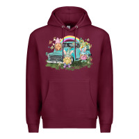 Burgundy Easter gnomies with truck Easter Day Premium Hoodie - HowdyJamesFarm