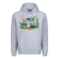 Heather Grey Easter gnomies with truck Easter Day Premium Hoodie - HowdyJamesFarm
