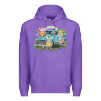 Purple Easter gnomies with truck Easter Day Premium Hoodie - HowdyJamesFarm