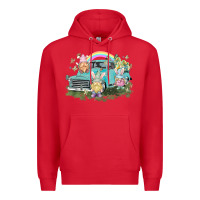 Red Easter gnomies with truck Easter Day Premium Hoodie - HowdyJamesFarm