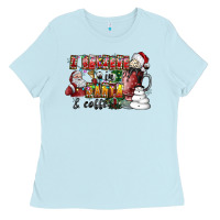 Baby Blue I Believe In Santa And Coffee Ladies Tee - CowhideDigitalArt