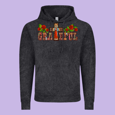 Grateful Guadalupe Cross Vintage Hoodie Designed By Barkaloodesign