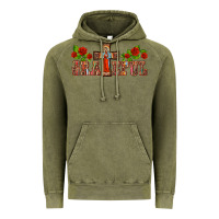 Vintage Olive grateful guadalupe cross Vintage Hoodie - BarkalooDesign
