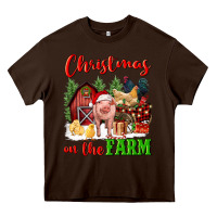 Chocolate Brown christmas on the farm Heavy Core Tee - FaDigitalArtStudio