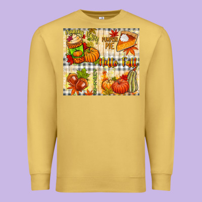 Hello Fall Pumpkins Premium Sweatshirt Designed By Nancycooperartshop