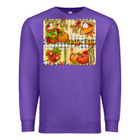 Purple Hello Fall pumpkins Premium Sweatshirt - NancyCooperArtShop