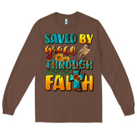 Chestnut saved by grace through faith Long Sleeve Tee - NancyCooperArtShop