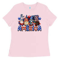 Bubblegum Pink America gnomes 4th of July Ladies Tee - CowGirlArtShop