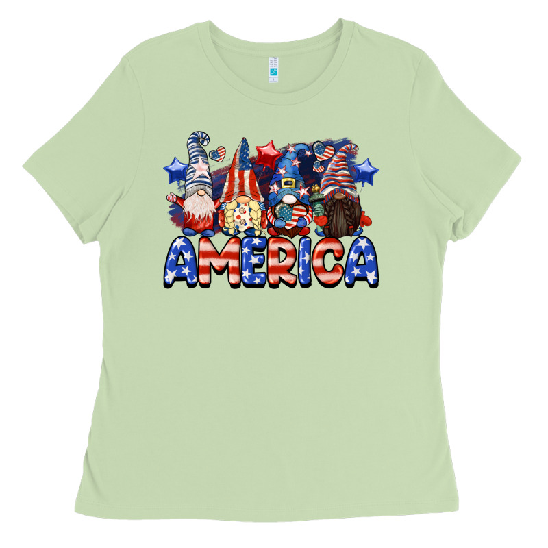 America Gnomes 4th Of July Ladies Tee by CowGirlArtShop | Teevron
