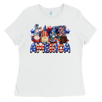 White America gnomes 4th of July Ladies Tee - CowGirlArtShop