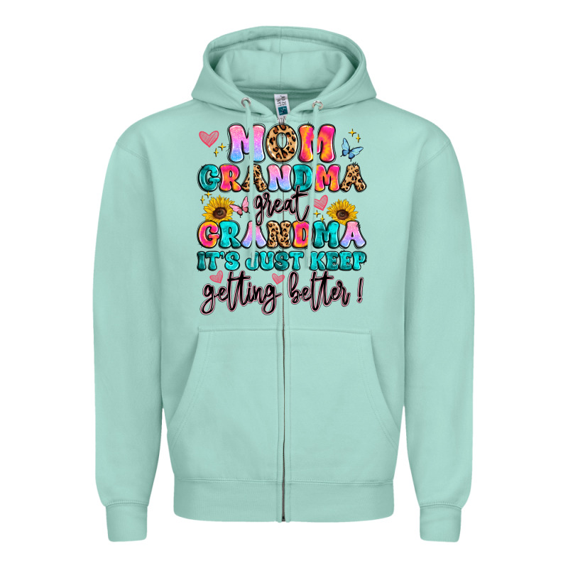 Mom Grandma Great Grandma It's Just Keeps Getting Zipper Hoodie by Artiststas | Teevron