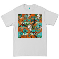 Dove Grey western bull skull seamless pattern Premium Tee - HRA Design Shop