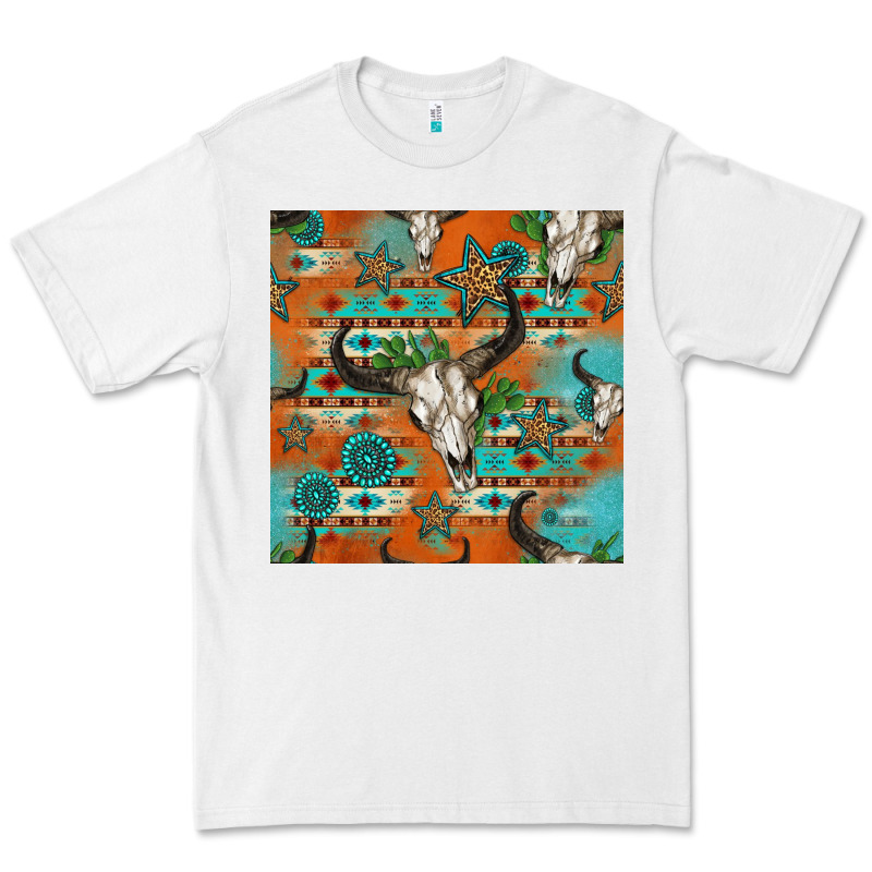 Western Bull Skull Seamless Pattern Premium Tee by HRA Design Shop | Teevron