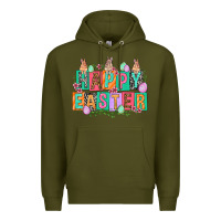 Army Green Happy Easter with plate letters Easter Day Premium Hoodie - HowdyJamesFarm
