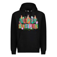 Black Happy Easter with plate letters Easter Day Premium Hoodie - HowdyJamesFarm