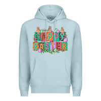 Blue Mist Happy Easter with plate letters Easter Day Premium Hoodie - HowdyJamesFarm