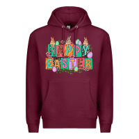 Burgundy Happy Easter with plate letters Easter Day Premium Hoodie - HowdyJamesFarm