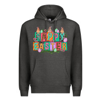 Charcoal Heather Happy Easter with plate letters Easter Day Premium Hoodie - HowdyJamesFarm