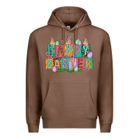 Chestnut Happy Easter with plate letters Easter Day Premium Hoodie - HowdyJamesFarm