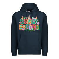 Navy Happy Easter with plate letters Easter Day Premium Hoodie - HowdyJamesFarm