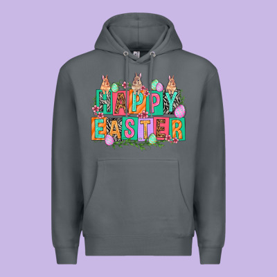 Happy Easter With Plate Letters Easter Day Premium Hoodie Designed By Howdyjamesfarm