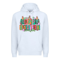 White Happy Easter with plate letters Easter Day Premium Hoodie - HowdyJamesFarm