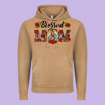 Blessed Mom Lady Of Guadalupe Vintage Hoodie Designed By Barkaloodesign